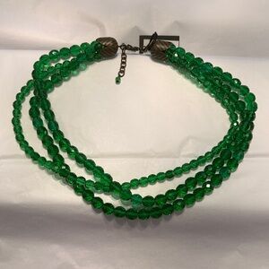 Emerald Green Glass Beaded Necklace